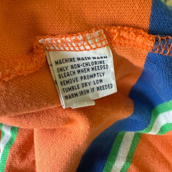 Polo Ralph Lauren Preppy Short Sleeve Striped Orange Pony Rugby Polo Shirt L - Picture 5 of 5